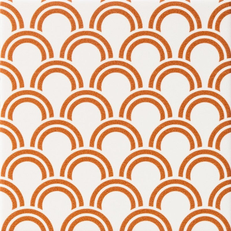 WAGARA CERAMIC: Aka Seigaiha Field Deco Tile (matte | 6"x6"x3/8" | straight cut)