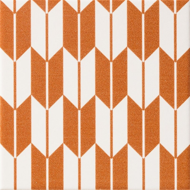 WAGARA CERAMIC: Aka Yagasuri Field Deco Tile (matte | 6"x6"x3/8" | straight cut)