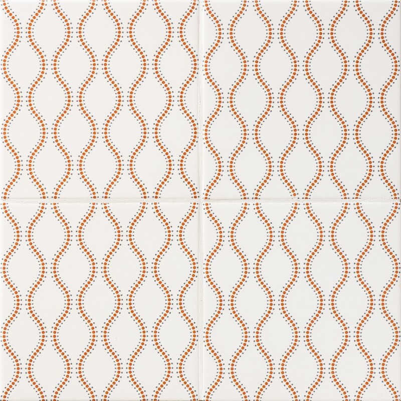 WAGARA CERAMIC: Aka Tatewaku Field Deco Tile (matte | 6"x6"x3/8" | straight cut)