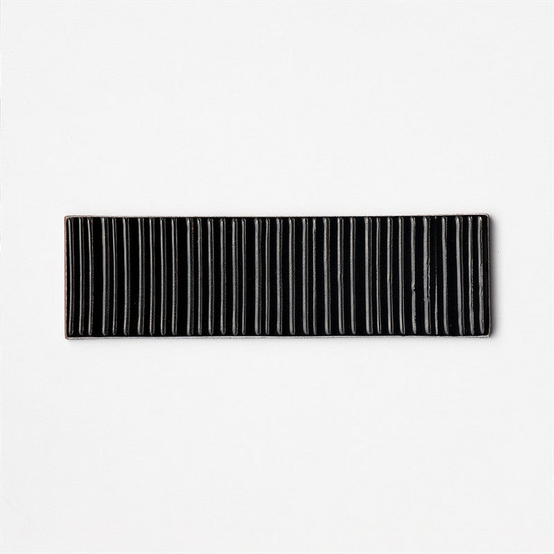 FORTE BRICK STUDIO: Black Staccato Field Deco Tile (glossy | 2"x7"x1/4" | straight cut)