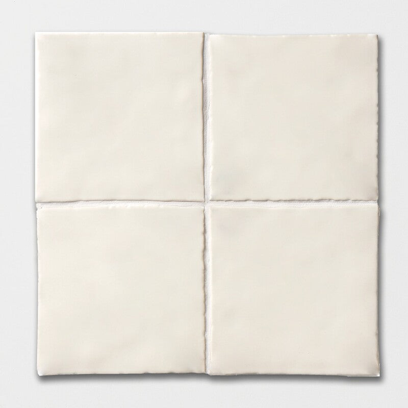 CHEZ MONET CERAMIC: Blanc Square Field Tile (glossy | 6"x6"x3/8" | straight cut)