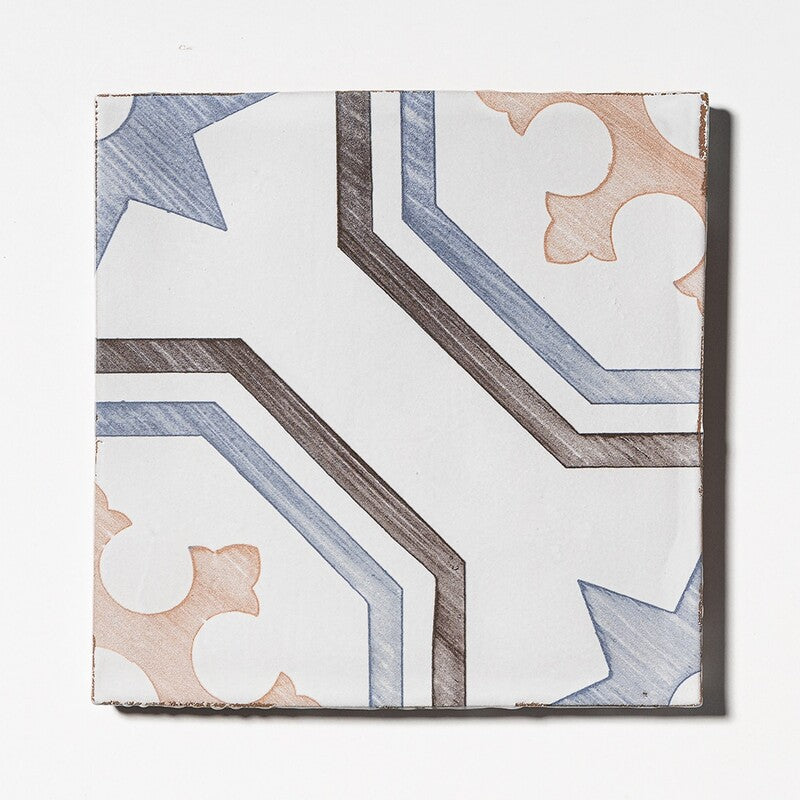 LEITMOTIF: Star Turn Glazed Terracotta Field Deco Tile (6"x6"x3/8" | matte)