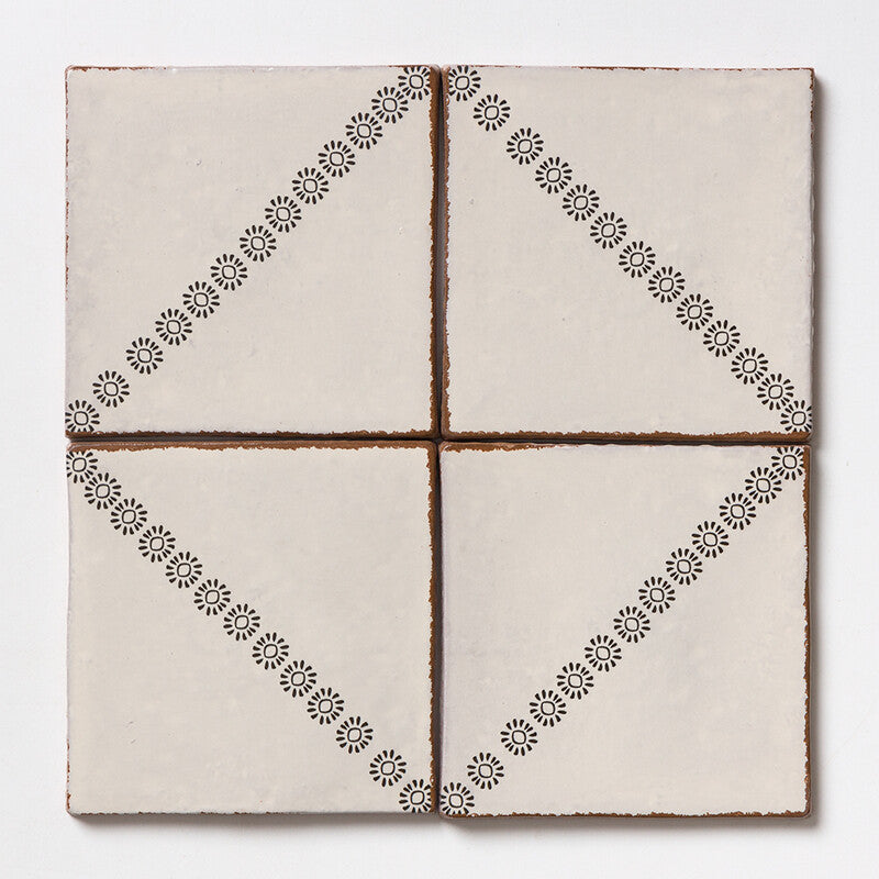 SEINE: Fleur Glazed Terracotta Field Deco Tile (6"x6"x3/8" | matte)