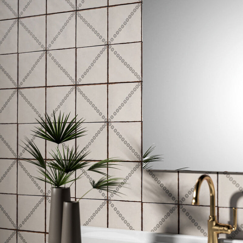 SEINE: Fleur Glazed Terracotta Field Deco Tile (6"x6"x3/8" | matte)