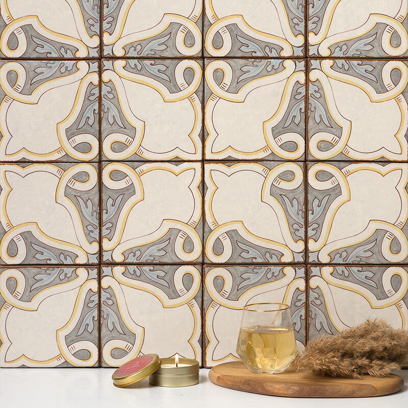 SEINE: Eloise Glazed Terracotta Field Deco Tile (6"x6"x3/8" | matte)