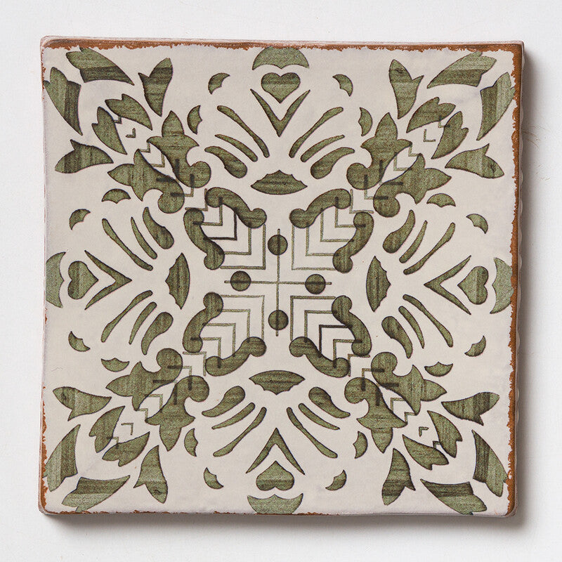 SEINE: Daphne Glazed Terracotta Field Deco Tile (6"x6"x3/8" | matte)