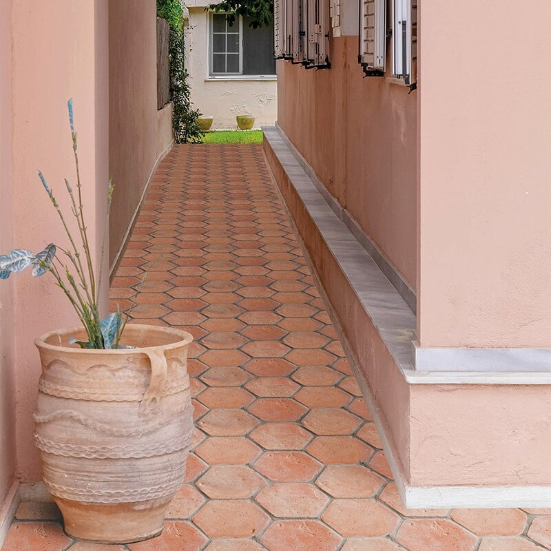 COTTO MED: Red Hexagon Natural Terracotta Field Tile (6"x6"x3/4" | matte)