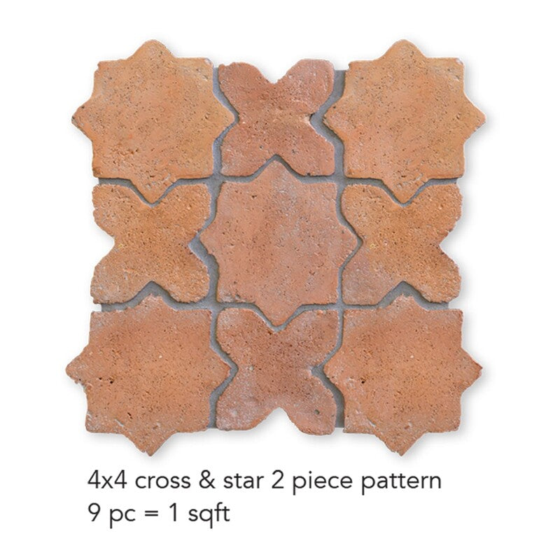 COTTO MED: Red Cross Natural Terracotta Field Tile (4"x4"x3/4" | matte)