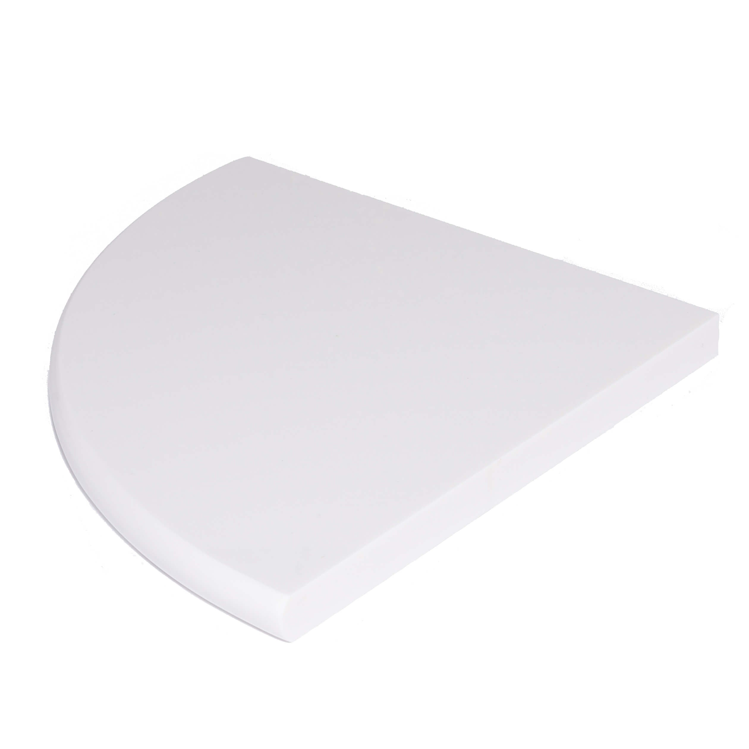 SNOW WHITE: Engineered Marble Corner Shelve Tile Accessory (9"x3/4" | polished | rounded)
