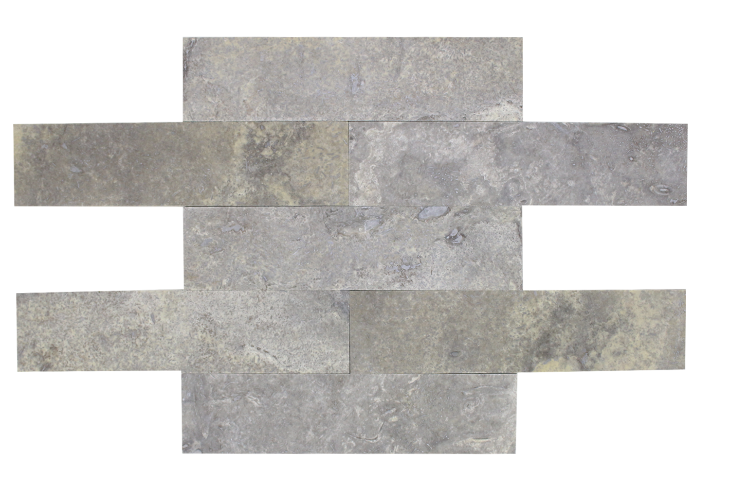 SILVER: Travertine Rectangle Field Tile (3"x12"x3/8" | filled, honed)