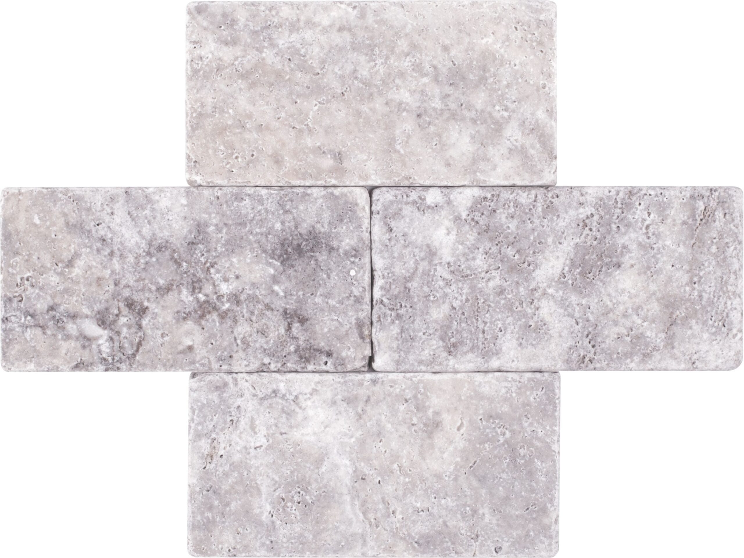 SILVER: Travertine Rectangle Field Tile (3"x6"x3/8" | tumbled)