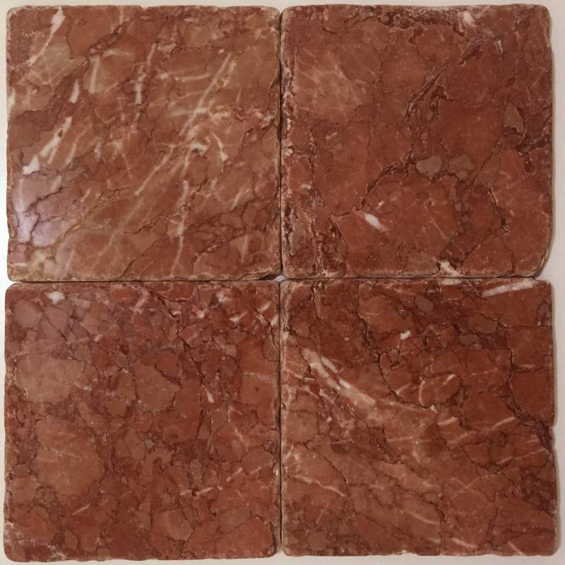 ROJO ALICANTE: Marble Square Field Tile (4"x4"x3/8" | tumbled)