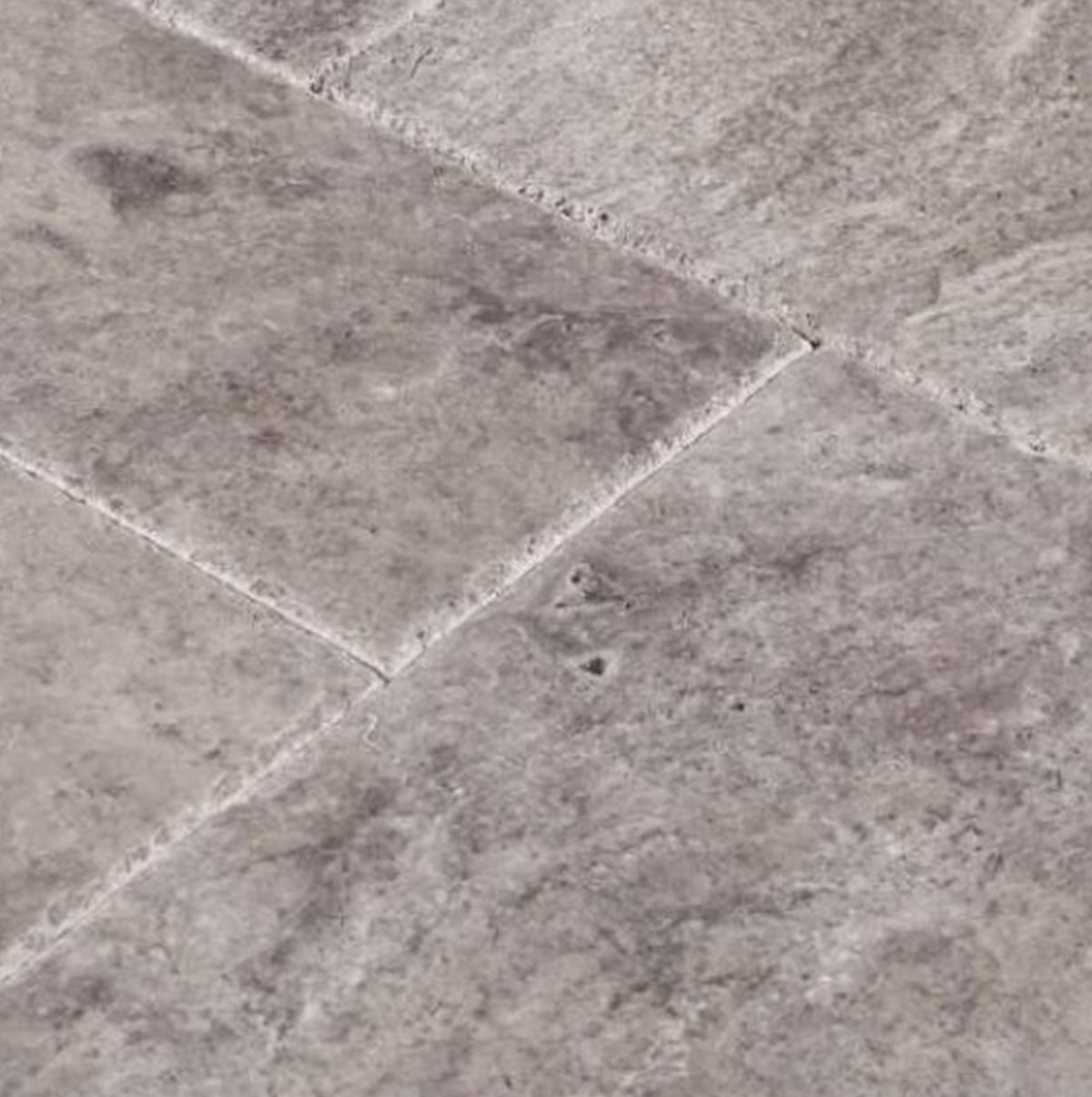 SILVER: Travertine Versailles Pattern Field Tile (1/2"-thick | brushed | chiseled)