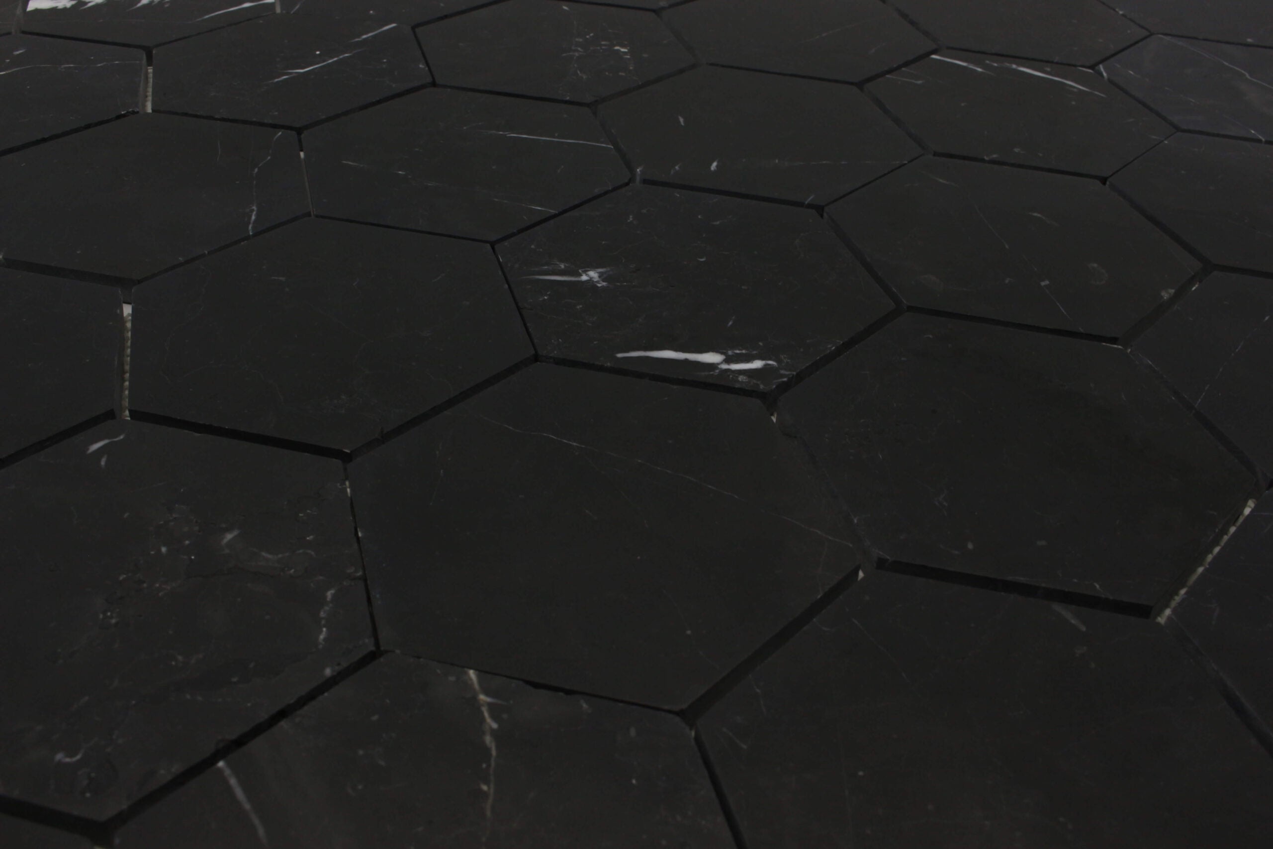 TAURUS BLACK: Marble 4" Honeycomb Mosaic (11 9/16"x14"x3/8" | honed)