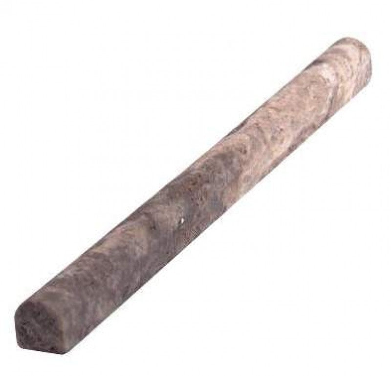 SILVER: Travertine Pencil Tile Accessory (3/4"x12"x3/4" | honed | bullnosed)