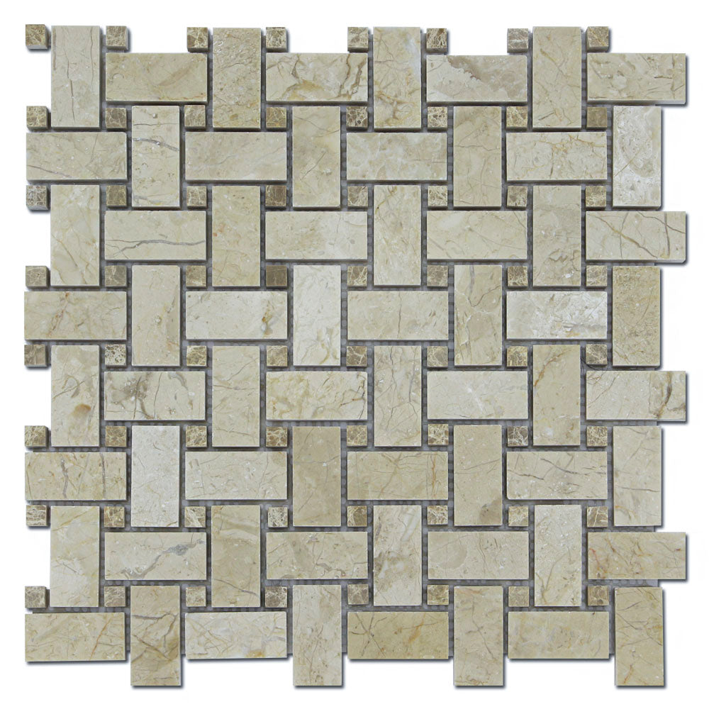 CREMA NOUVA: Emperador Marble Basketweave Mosaic (12"x12"x3/8" | polished)