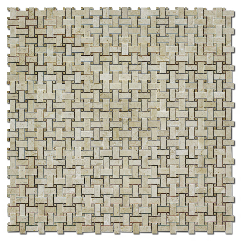 CREMA NOUVA: Emperador Marble Basketweave Mosaic (12"x12"x3/8" | polished)