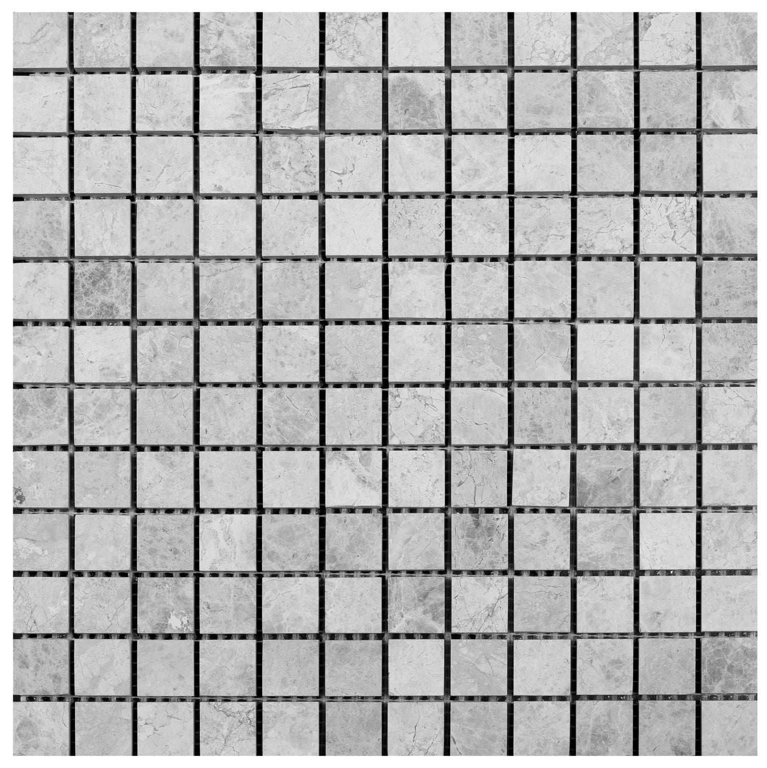 SILVER SHADOW: Marble 1"X1" Straight Stack Mosaic (12"x12"x3/8" | polished)