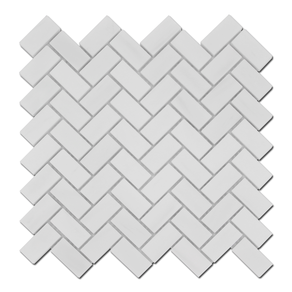 BIANCO VENATO: Dolomite 1"X2" Herringbone Mosaic (12"x12"x3/8" | polished)