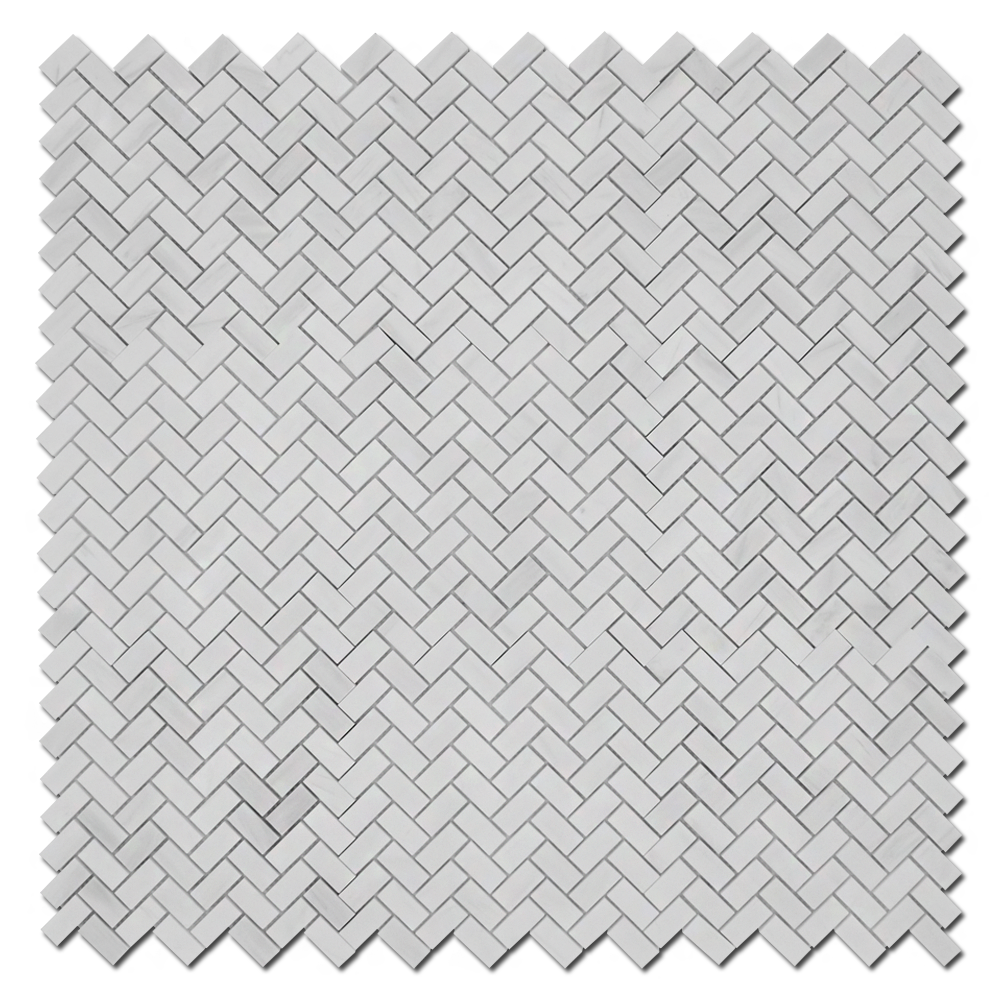 BIANCO VENATO: Dolomite 1"X2" Herringbone Mosaic (12"x12"x3/8" | polished)