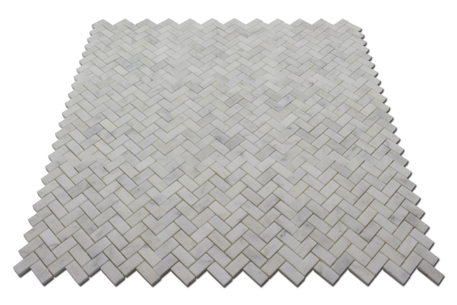 MILAS WHITE: Marble 1"X2" Herringbone Mosaic (12"x24"x3/8" | polished)