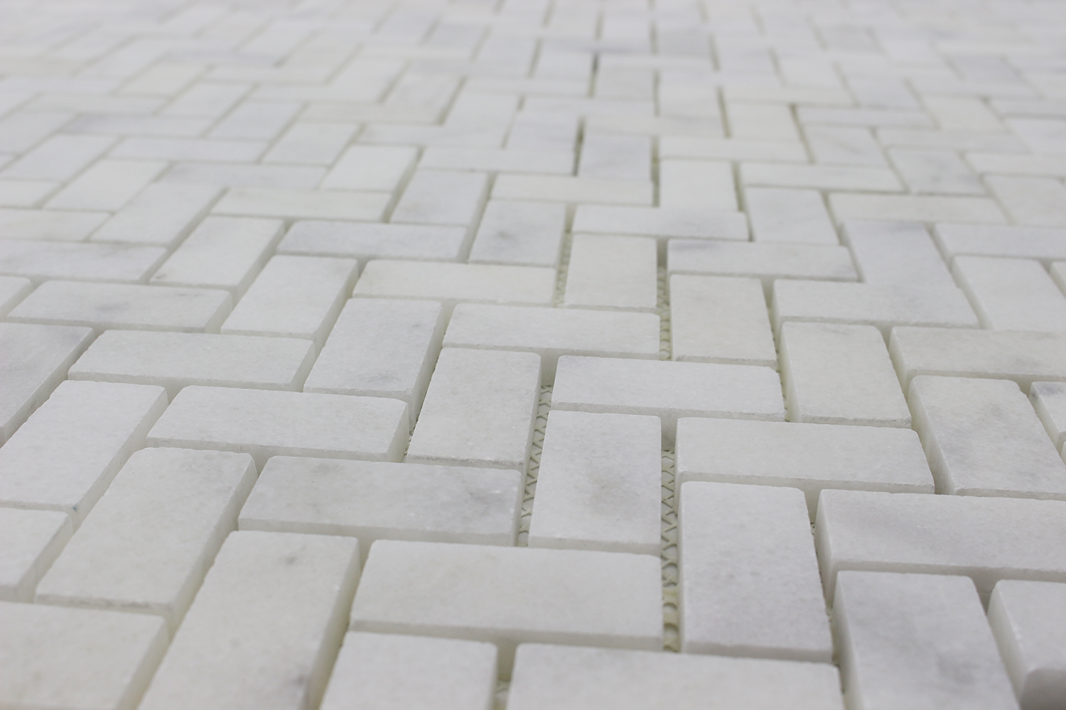 MILAS WHITE: Marble 1"X2" Herringbone Mosaic (12"x24"x3/8" | polished)