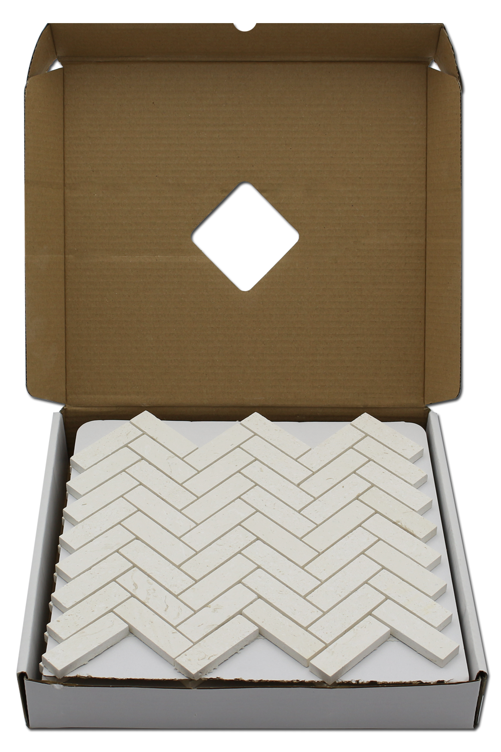 CORINTHIAN FOSSIL: Limestone 1"X3" Herringbone Mosaic (12"x12"x3/8" | honed)