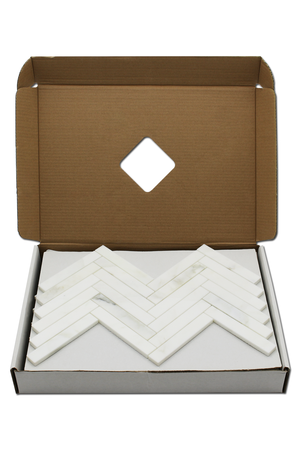 CALACATTA OLIVE: Marble 1"X6" Herringbone Mosaic (12"x12"x3/8" | polished)