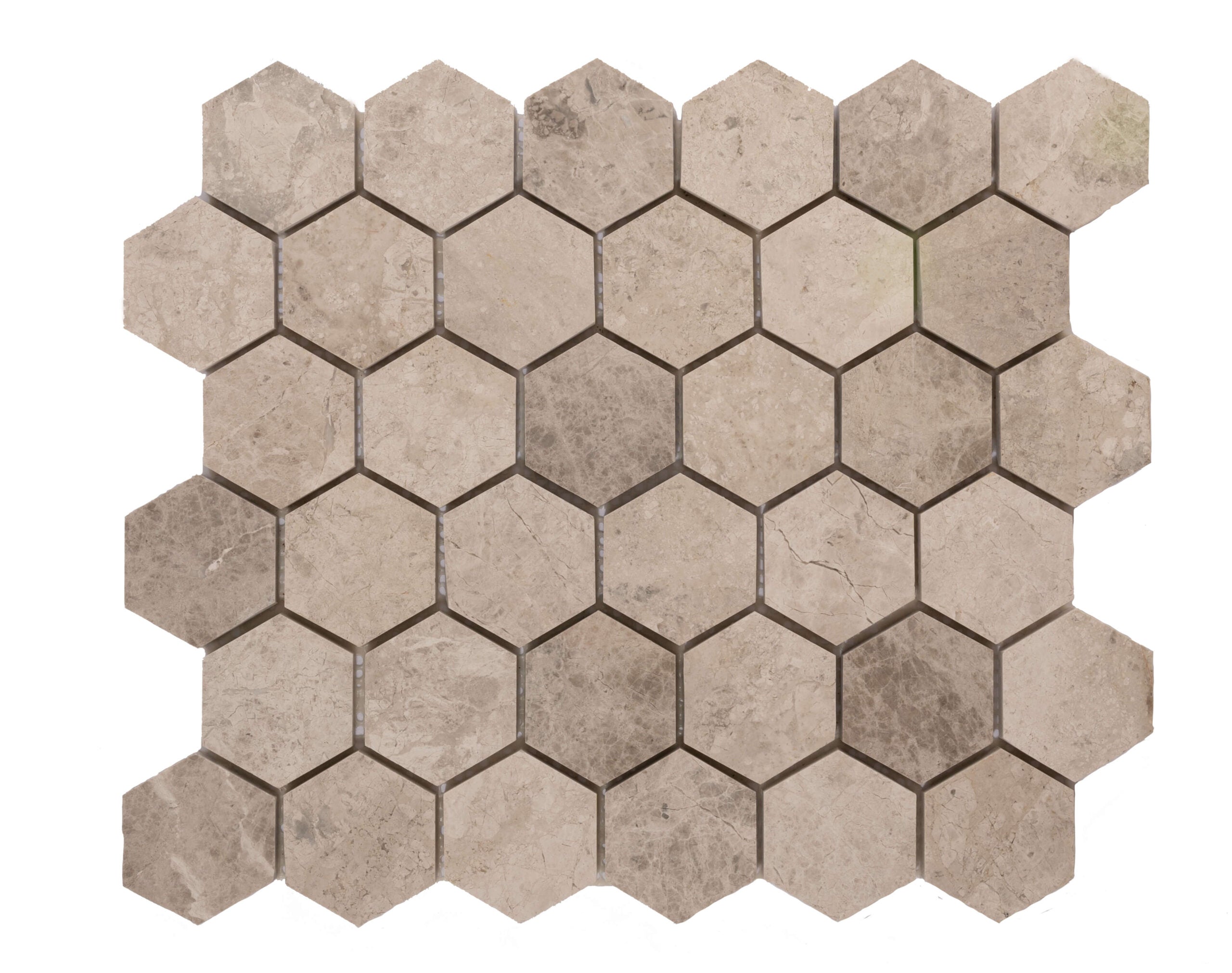 SILVER SHADOW: Marble 2" Honeycomb Mosaic (12"x12"x3/8" | polished)