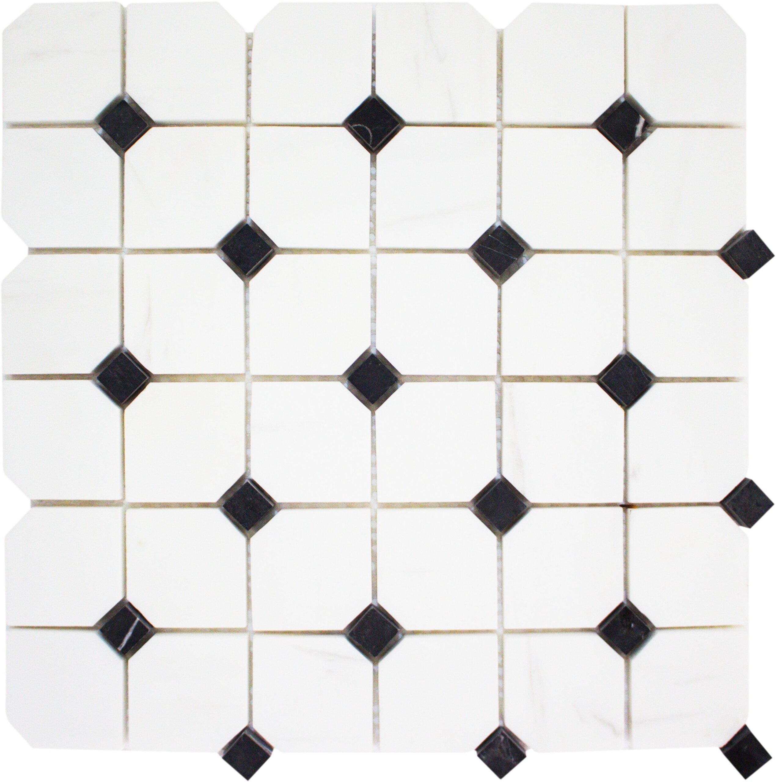 BIANCO VENATO: China Black Dolomite 2"X2" Hex Mosaic (12"x12"x3/8" | honed)