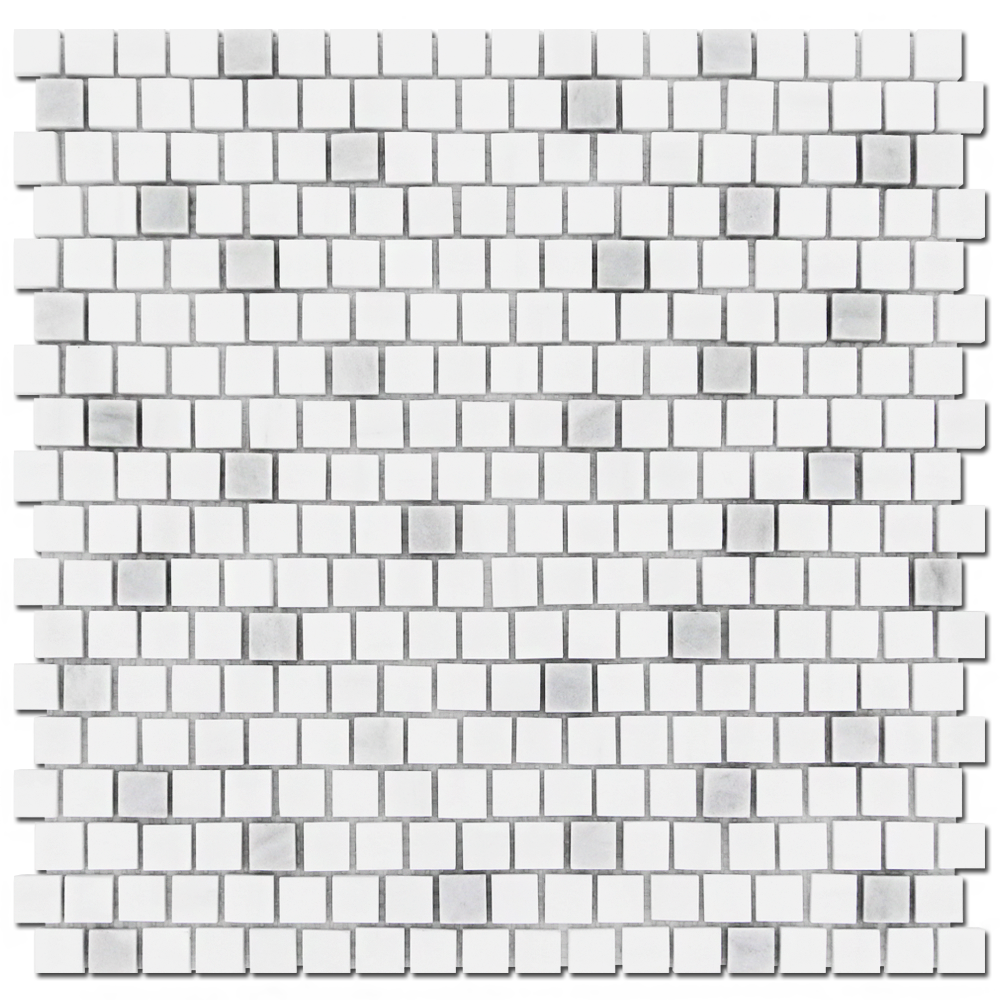BIANCO VENATO: Dolomite 5/8"X5/8" Adriatica Mosaic (12"x12"x3/8" | honed, polished)