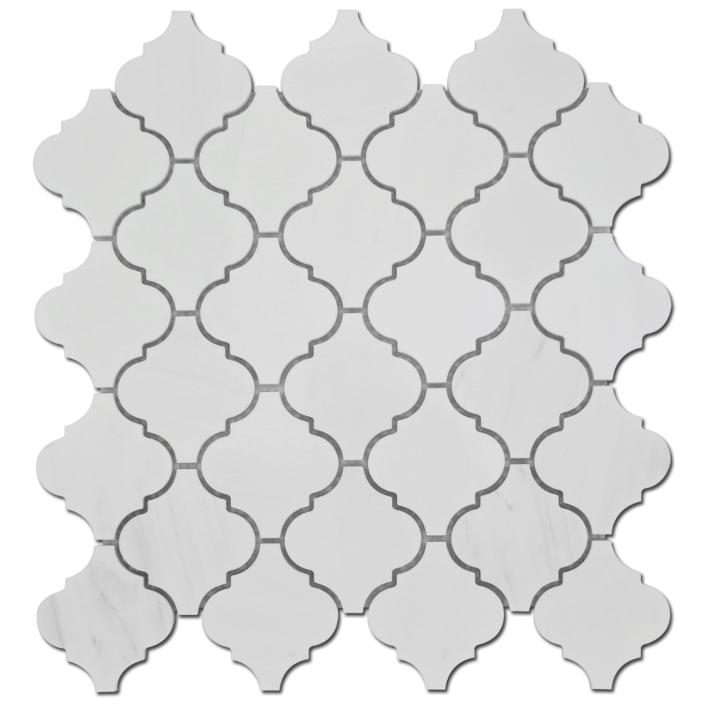 BIANCO VENATO: Dolomite Arabesque Mosaic (12"x12"x3/8" | polished)