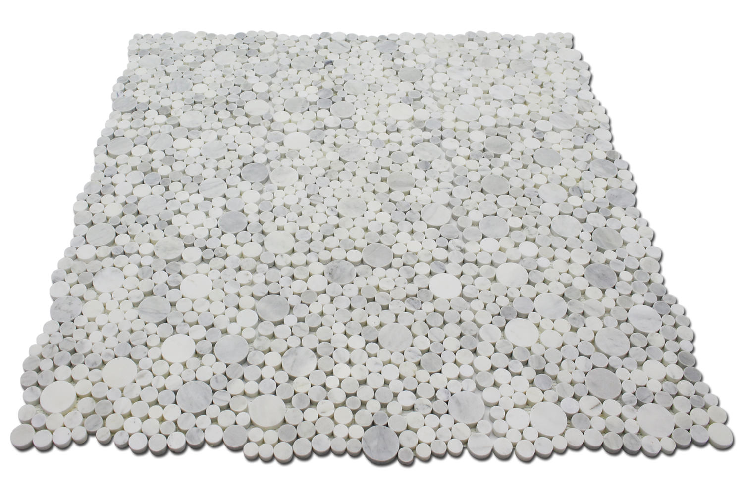 IMPERIAL WHITE: Milas White Marble Bubbles Mosaic (12"x12"x3/8" | polished)