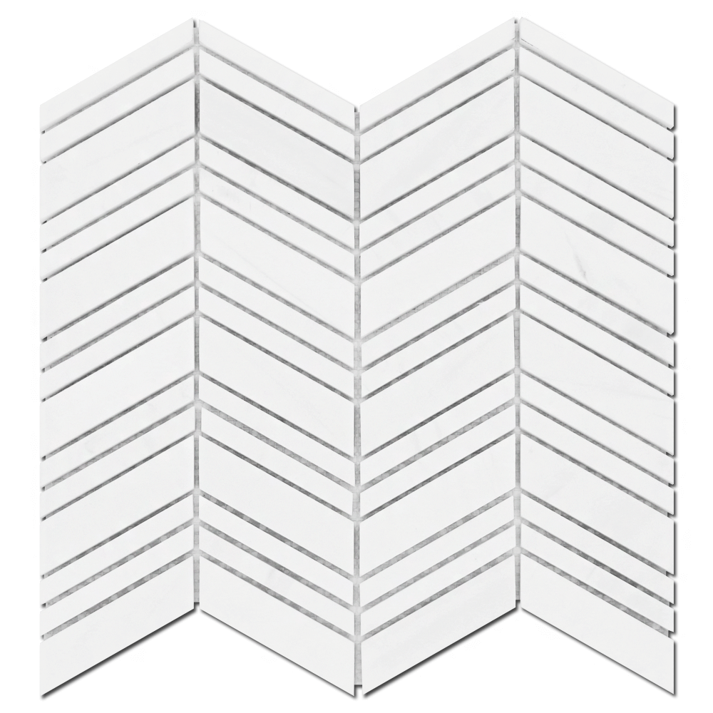 BIANCO VENATO: Dolomite Chevron Mosaic (12"x12"x3/8" | honed)