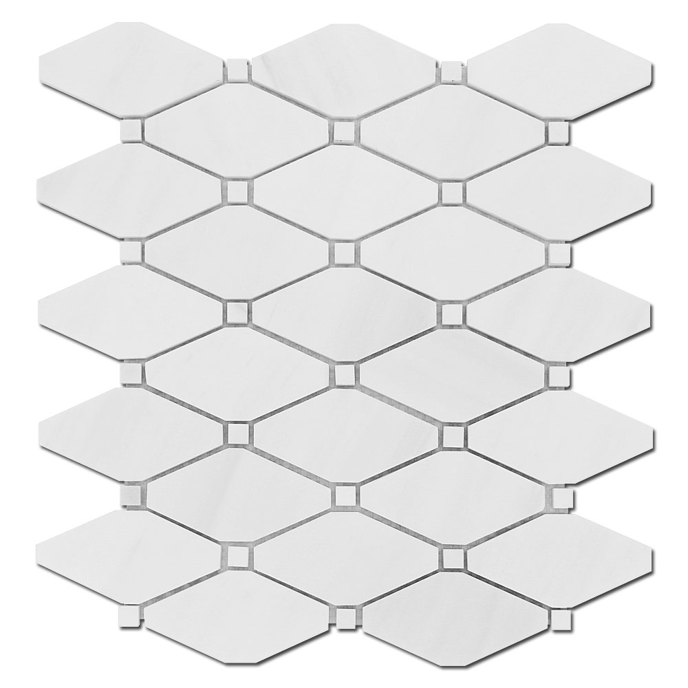 BIANCO VENATO: Dolomite Clipped Diamond Mosaic (12"x12"x3/8" | polished)