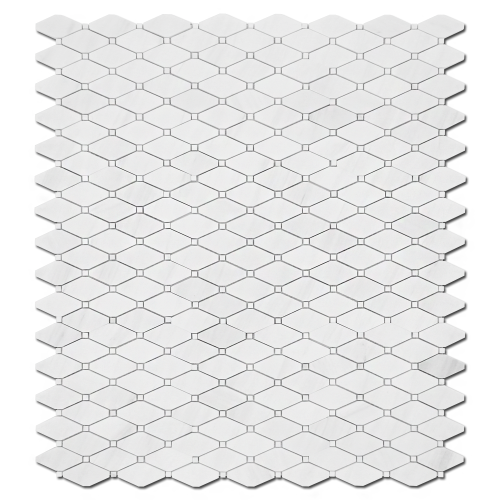BIANCO VENATO: Dolomite Clipped Diamond Mosaic (12"x12"x3/8" | polished)