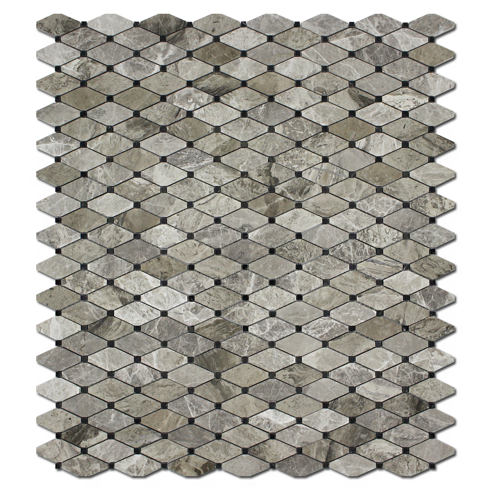 GRIGIO FANTASIA: China Black Marble Clipped Diamond Mosaic (12"x12"x5/8" | polished)