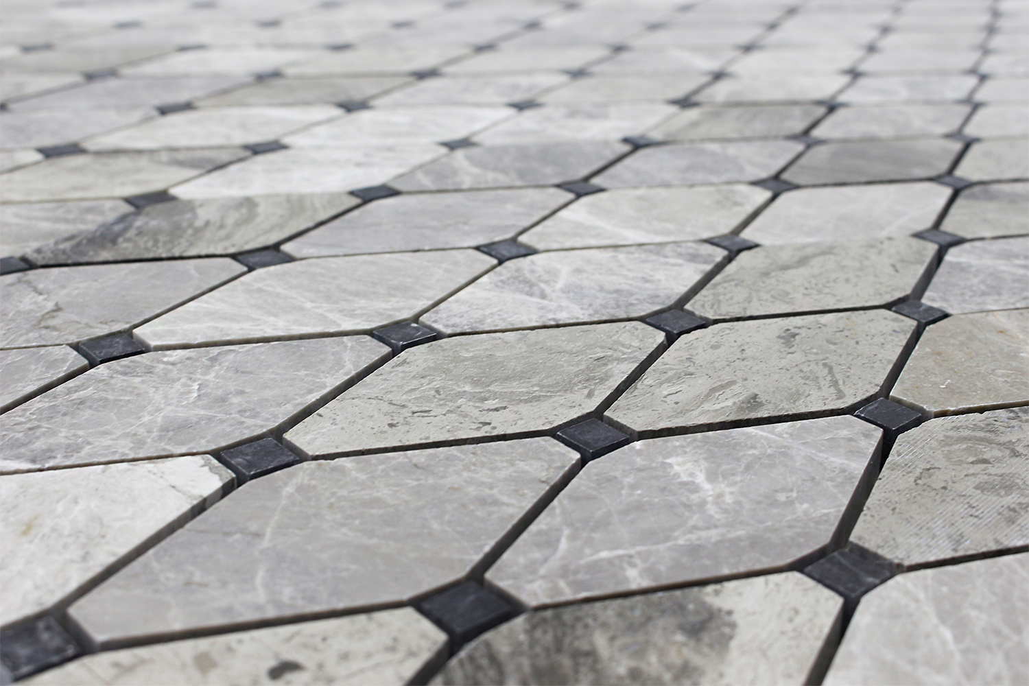GRIGIO FANTASIA: China Black Marble Clipped Diamond Mosaic (12"x12"x5/8" | polished)
