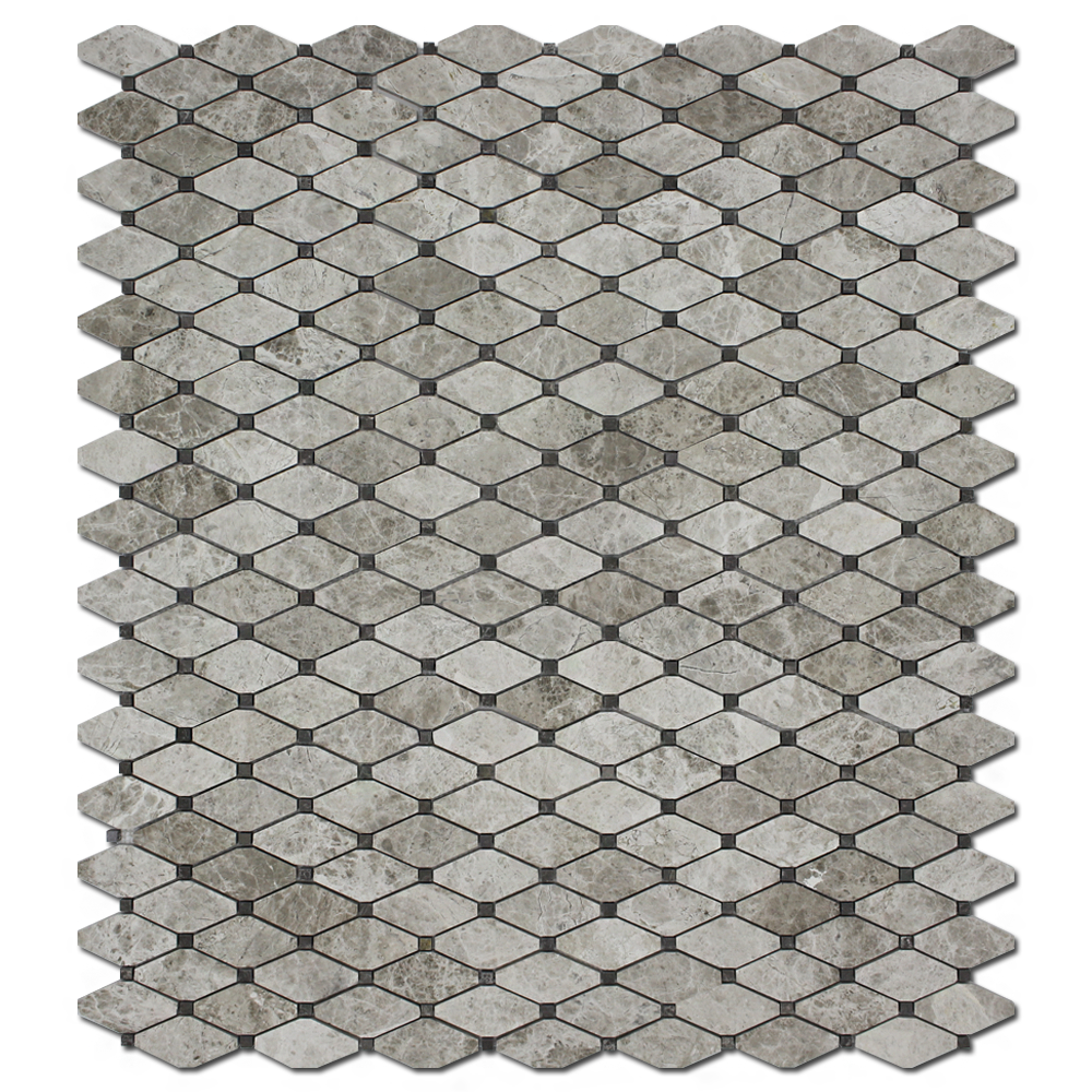 SILVER SHADOW: Marble Clipped Diamond Mosaic (12"x12"x3/8" | polished)