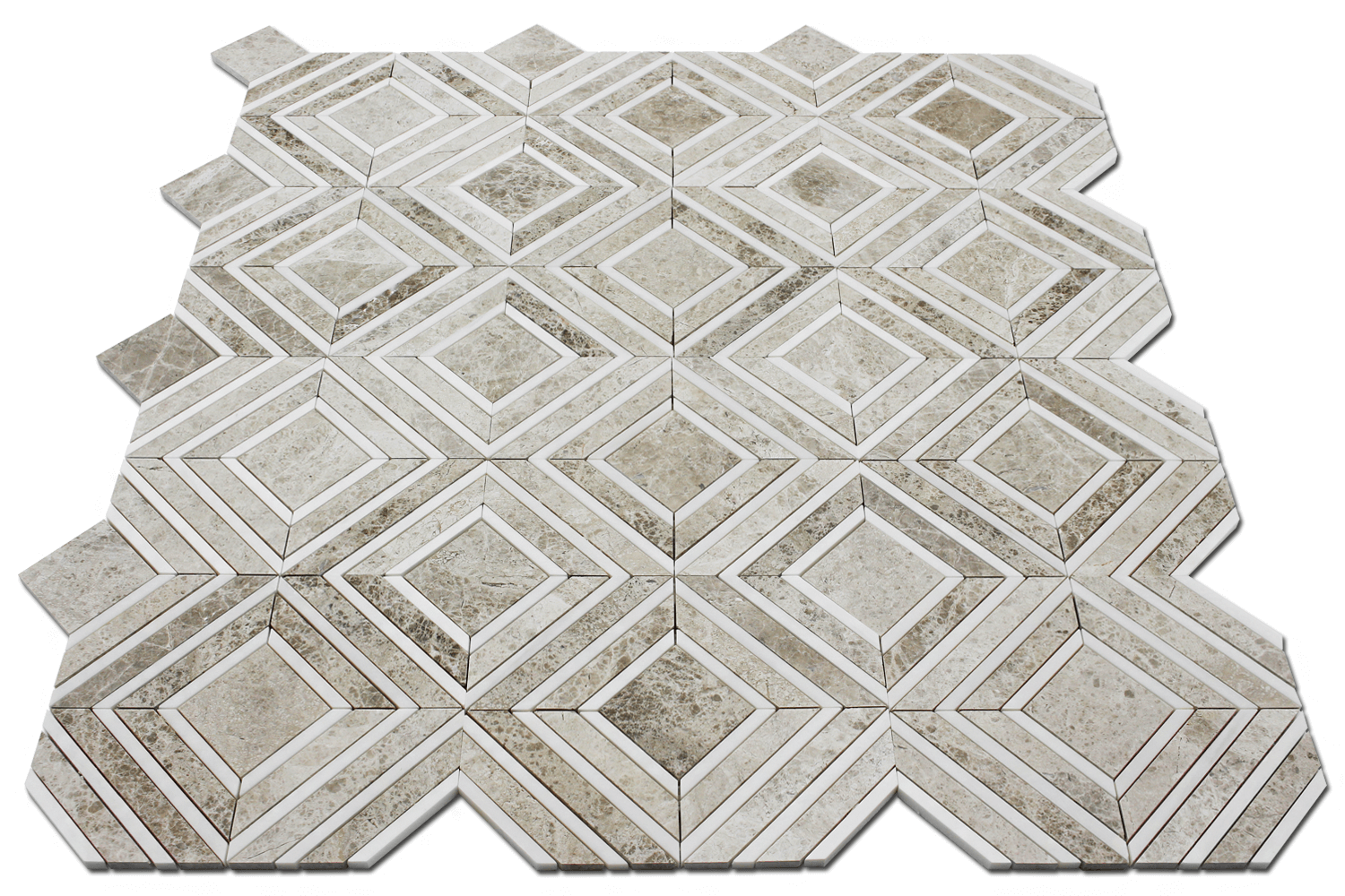 BIANCO VENATO: Silver Shadow Marble Maze Mosaic (11 1/16"x13 7/16"x3/8" | polished)