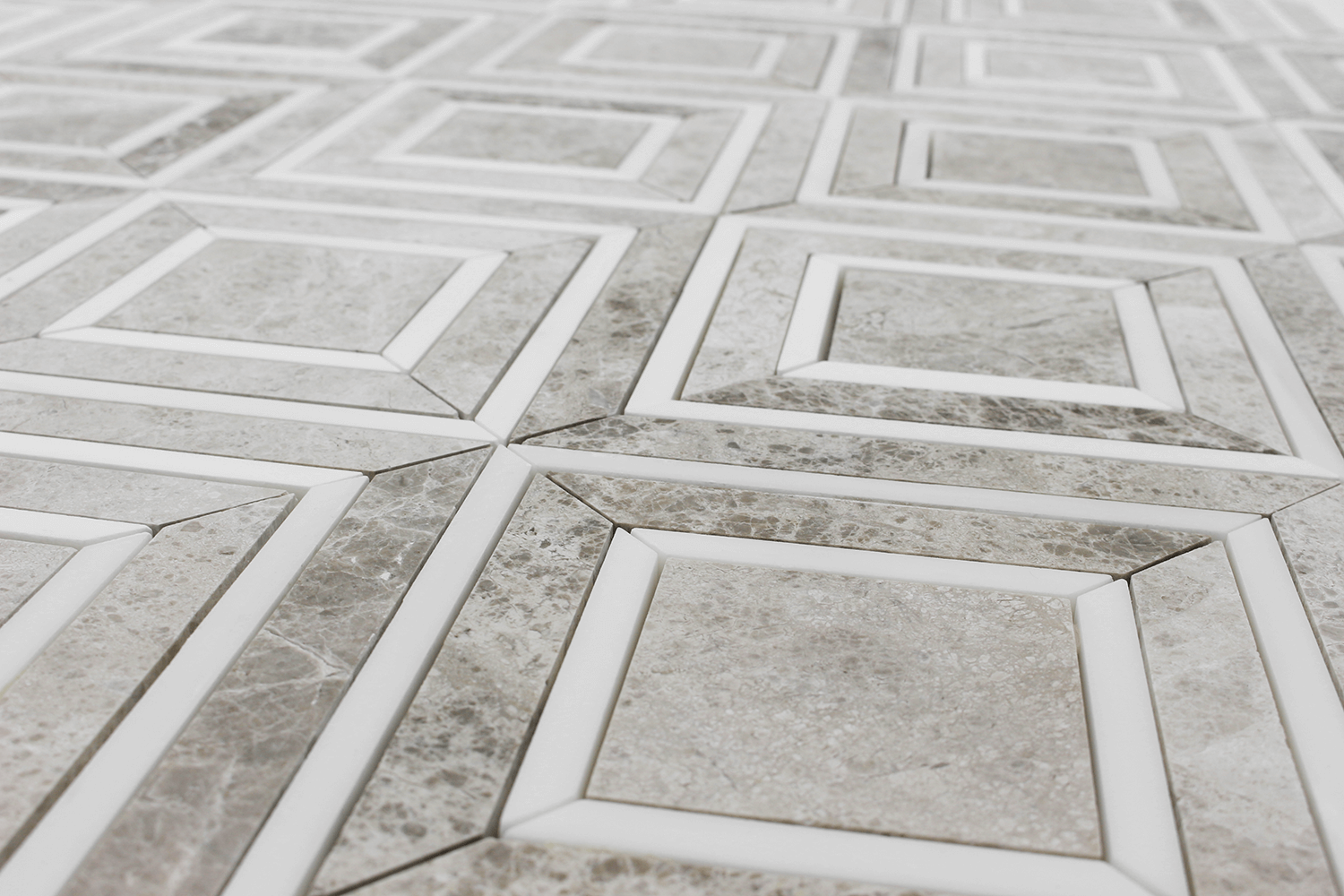 BIANCO VENATO: Silver Shadow Marble Maze Mosaic (11 1/16"x13 7/16"x3/8" | polished)