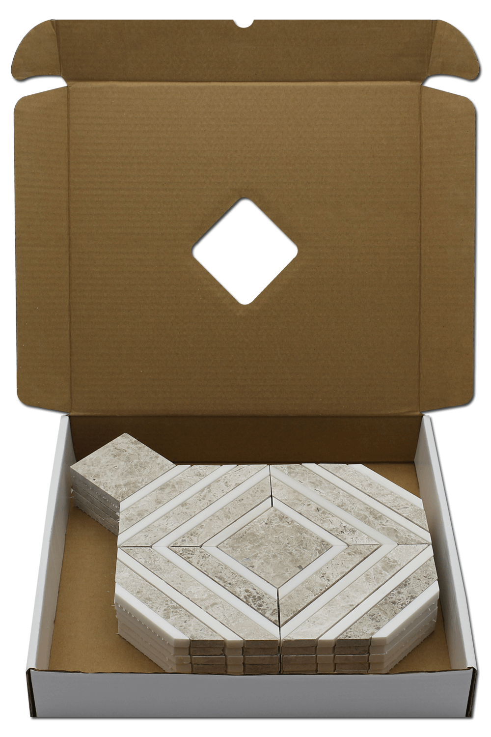 BIANCO VENATO: Silver Shadow Marble Maze Mosaic (11 1/16"x13 7/16"x3/8" | polished)