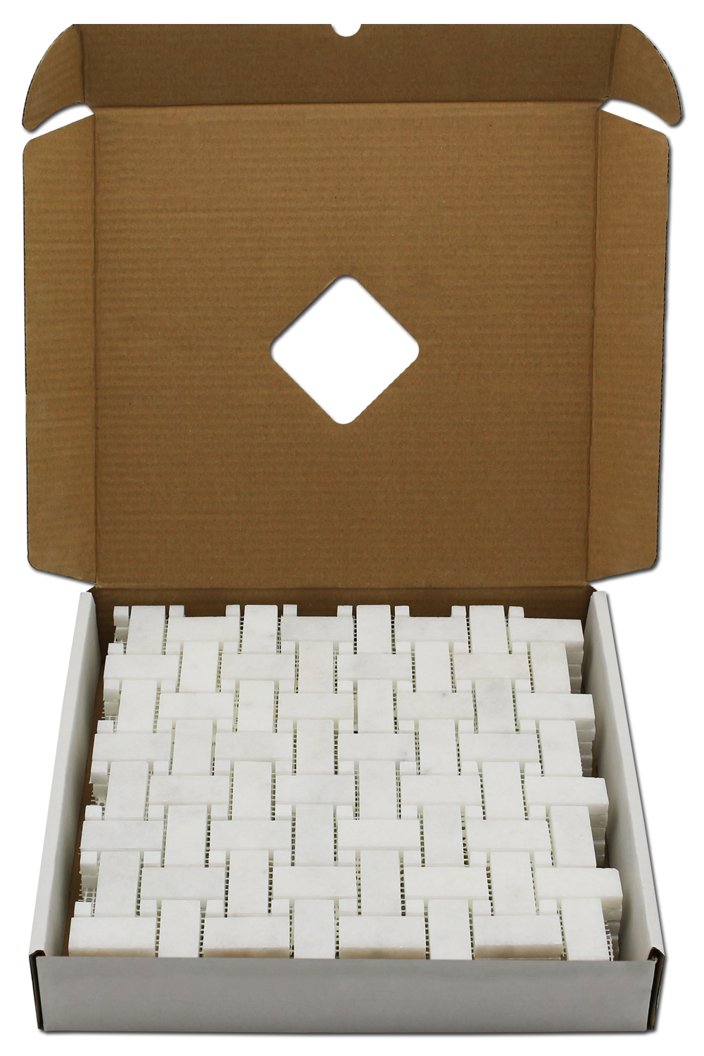 MILAS WHITE: Marble Basketweave Mosaic (12"x12"x3/8" | honed)