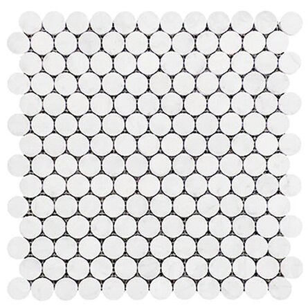 BIANCO VENATO: Dolomite 1" Penny Round Mosaic (12"x12"x1/4" | honed)