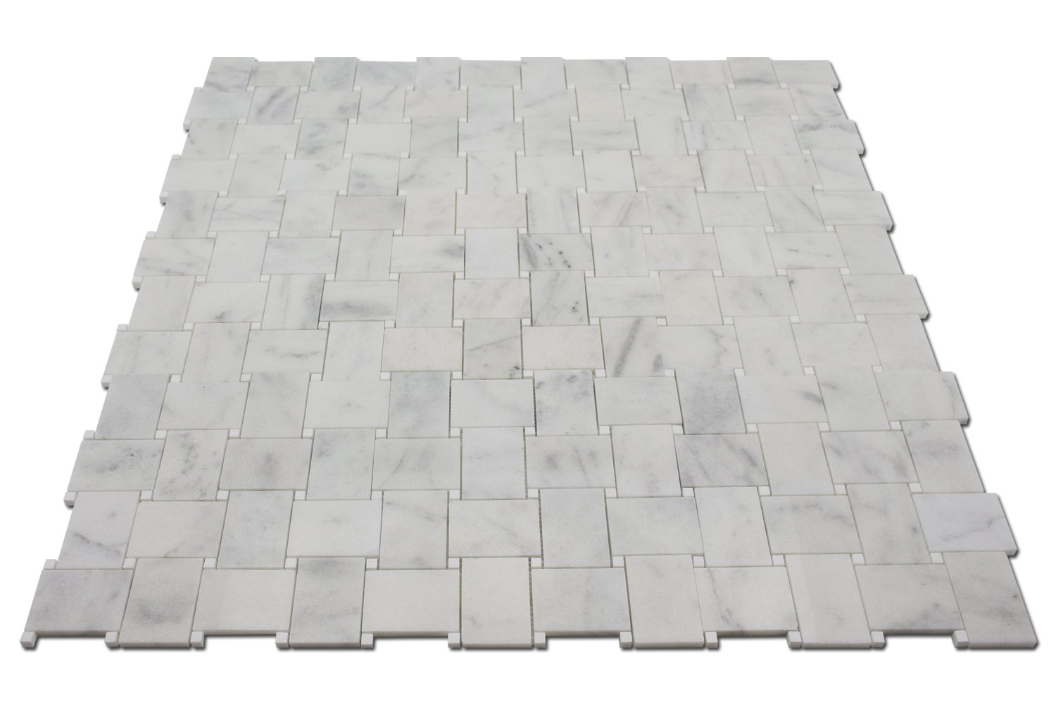 MILAS WHITE: Marble Basketweave Mosaic (12"x12"x3/8" | polished)