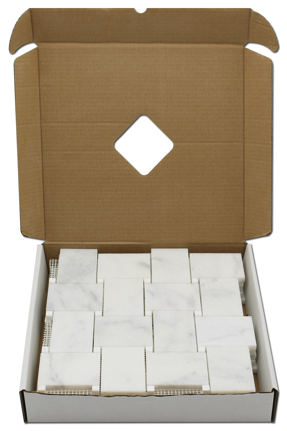 MILAS WHITE: Marble Basketweave Mosaic (12"x12"x3/8" | polished)