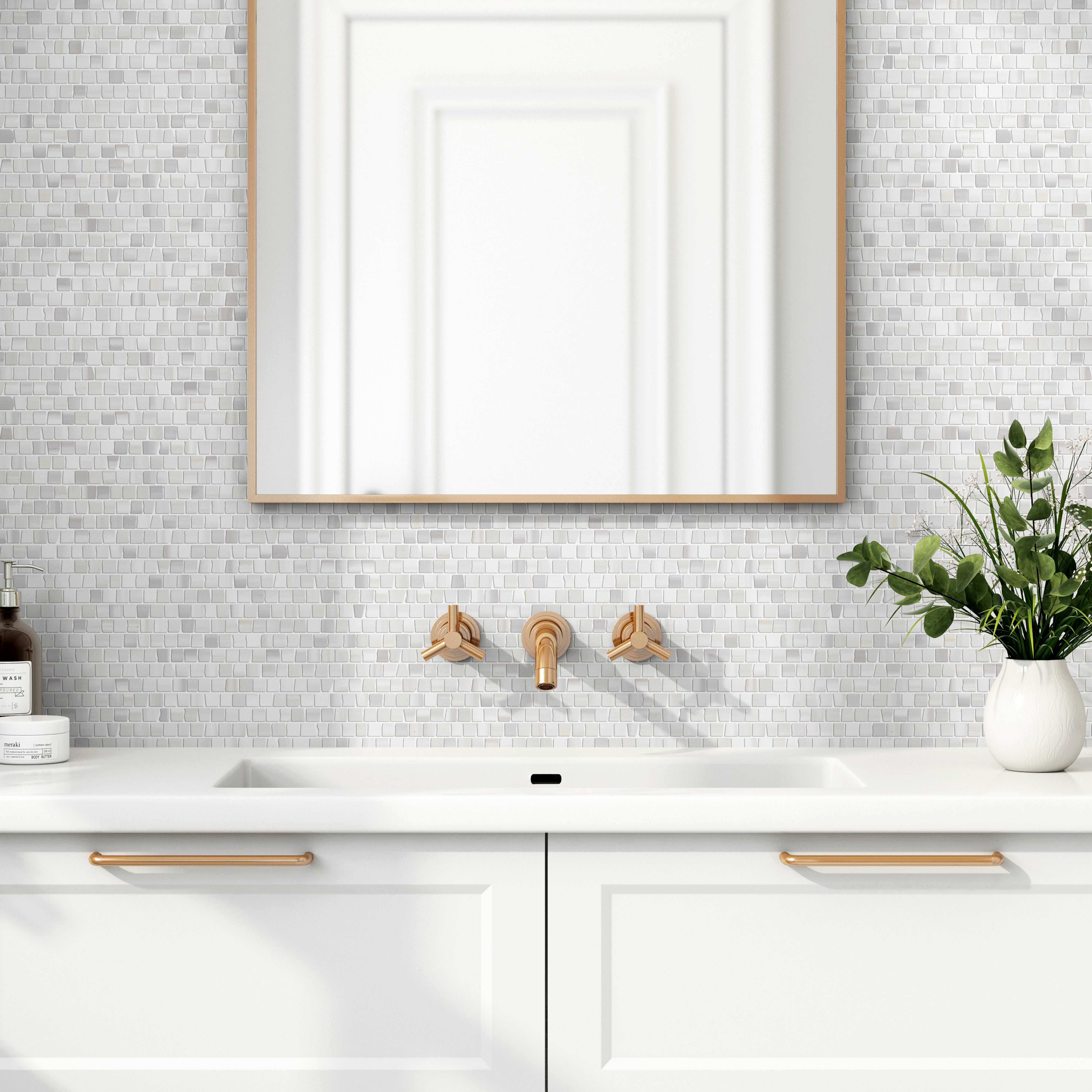 Venus white brokenjoint natural stone mosaic made by dulcet and sold by surface group international