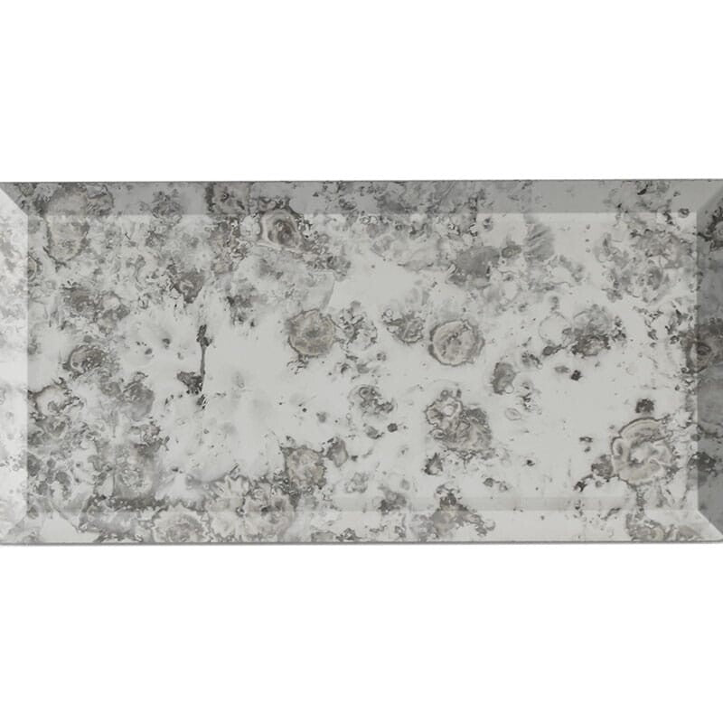 ANTIQUE MIRROR GLASS: Gray Rectangle Field Tile (glossy | 3"x6"x3/8" | beveled)