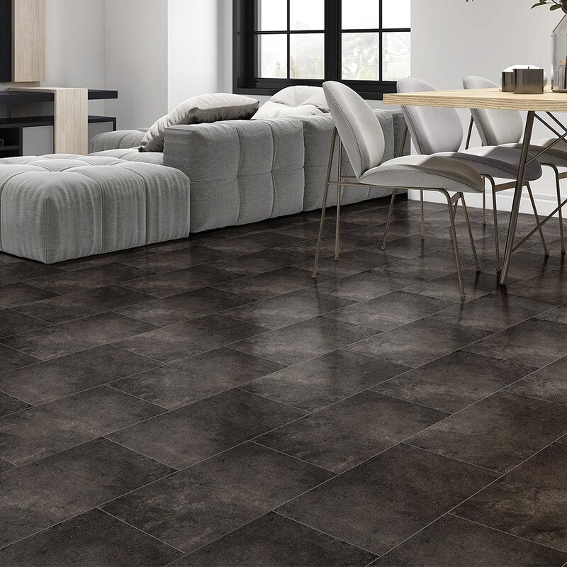 ECOCEM PORCELAIN: Weathered Concrete Rectangle Field Tile (matte | 12"x24"x3/8" | straight cut)