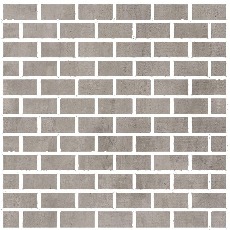 RUNWAY PORCELAIN: Fog Concrete 1X2 Staggered Joint Mosaic (honed | 12"x12"x5/16" | straight cut)